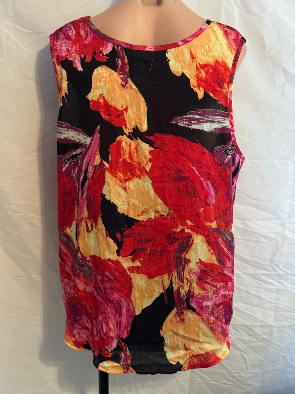 NorthStyle Black Top with Orange & Red Floral Accents - Picture 2 of 3